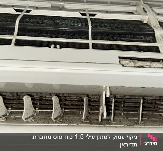 מזגן עם סורגי אוורור מלוכלכים באבק ולכלוך